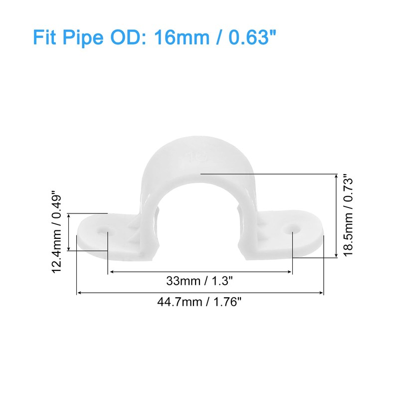 sourcing map 30Pcs PVC Pipe Straps, 16mm(5/8") Plastic Conduit Strap