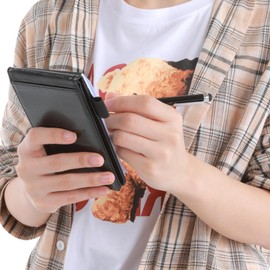 TIESOME Small Leather Notepad Holder with Pen, Pocket Notebook Holder Mini Notepad Memo Book Multifunctional Portable Replacement Notebook with Metal Pen for Offices Schools Restaurants(Black)