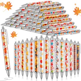 Resurhang 150 Pcs Thanksgiving Ballpoint Pens Bulk Fall Themed Pen 0.5 mm Autumn Maple Leaf Pumpkin Harvest Style Retractable Black Ink Pens Thanksgiving Party Favor Pen for Kid School Office Supplies