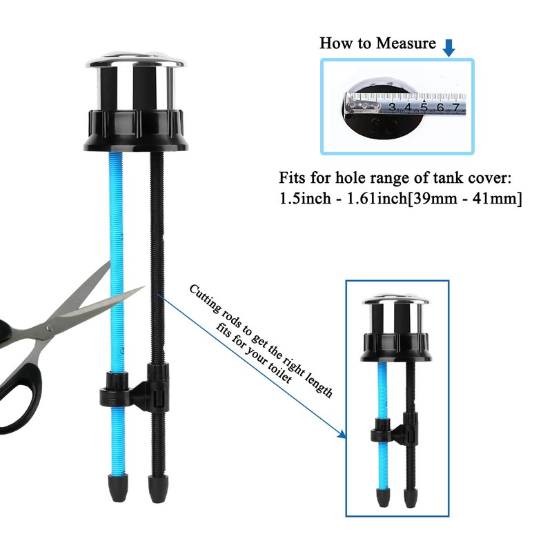 Teaayako Toilet Push Button 38mm Thread Diameter Dual Push Flushing