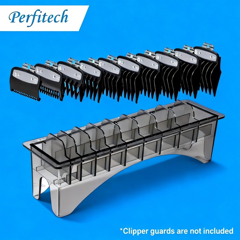 Perfitech Clipper Guard Holder Organizer with 10 Slots, Black, Sturdy