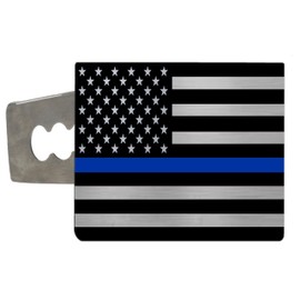 The Thin Blue Line USA Flag Trailer Hitch Cover Plug Heavy Duty Stainless Steel Police Officer Law Enforcement Gift 2 Inch Standard