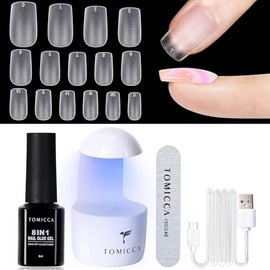TOMICCA Nail Tips and Glue Gel Kit Gel Nail X Extension Set Nail Tips 10