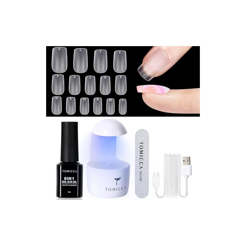 TOMICCA Nail Tips and Glue Gel Kit Gel Nail X