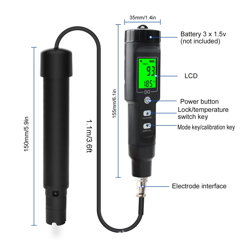 Digital Dissolved Oxygen Meter Analyzer for 0.0‑30.0mg/L Oxygen Concentration Portable