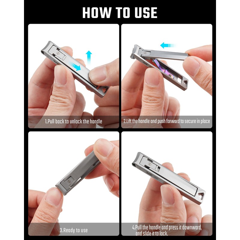 KeyUnity KN02 Keychain Nail Clippers, Foldable Stainless Steel Fingernail Cutter