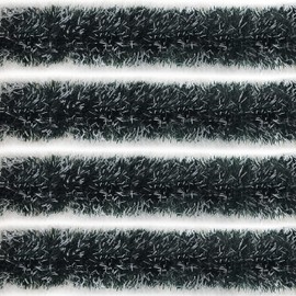 Rocking Party Dark Green & White Snow Tipped Christmas Tree Tinsel Metallic Hanging Decoration (8 Metre)