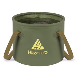 HIKENTURE Outdoor Folding Bowl 10L15L20L, Foldable Camping Bucket, Folding Bucket Made of Durable Tarpaulin Fabric, as a Washing Bowl, Washing Up Bowl, Sink Tub, Fishing Bucket for Sinks (10L, Army