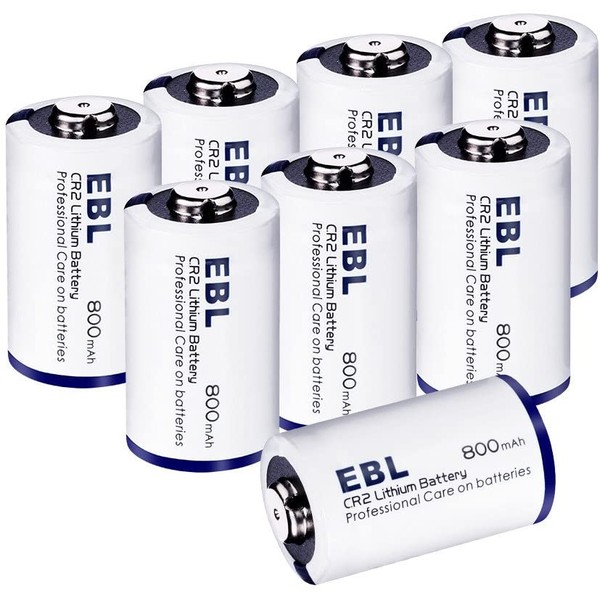 EBL CR2 Lithium Battery, 3 Volt Photo Battery for Mini 25, Mini 50, Golf Rangefinder, Flashlight, Electronic Toys, Alarm Systems - 8 Pack