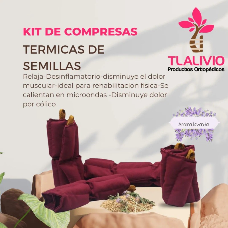 Kit De 5 Compresas Terapéuticas De Semillas Morado