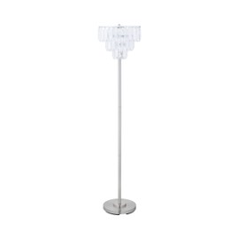 Coaster Home Furnishings - Anya - Crystal Metal Floor Lamp with Chrome Stand, Round Silver Base and White Acrylic Head - Living Room - 61-Inch - Chrome - 920067