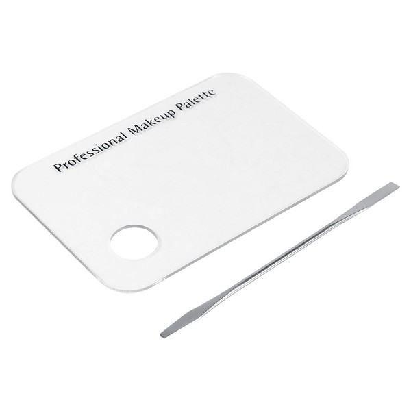HUSHUI Clear Acrylic Makeup Mixing Palette with Stainless Steel Spatula