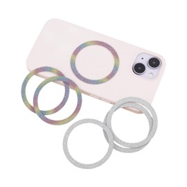6pcs Universal Magnetic Ring, Sparkle Metal Ring Stickers No Magnet Compatible with Most Phone Inside Cases Wireless Charging & Car Phone Holders