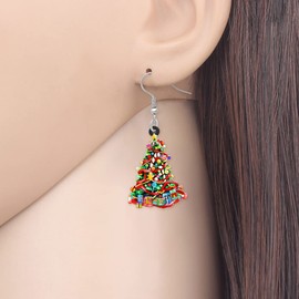 SHIGIE Acrylic Colorful Christmas Trees Earrings Lightweight Dangle Ribbons Stars Gingerbread Man Festival Jewellery For Women Gifts (Colorful)