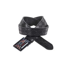 Cipo & Baxx CG204 Men's Leather Belt Colourful Buckle Rectangular Brand Badge Rocky Belt, black