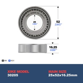XiKe Pack of 2 30205 Tapered Roller Bearings, 25 x 52 x 16.25 mm, Suitable for DIY, ATV, Car, Truck, Trailer Wheels, Gearbox & Engine, Industrial, Technology, Agriculture, Garden Machines and Reducers