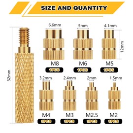 Fomiata Melting Aid Set, 8 Pieces Melting Aid Soldering Iron for M2/M2.5/M3/M4/M5/M6/M8 Melting Thread, Brass Soldering Tips/Melting Aids (Tip Change - 7 Sizes)