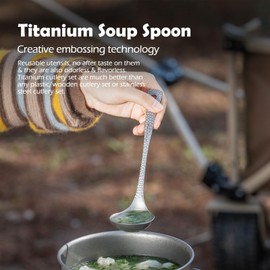 Boundless Voyage Titanium Ladle Durable Long Handle Soup Ladle Serving Spoon Ladles for Cooking Gravy Sauces (Ti1060T)