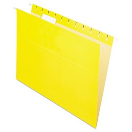 Pendaflex 81606 Colored Hanging Folders, 1/5 Tab, Letter, Yellow, 25/Box