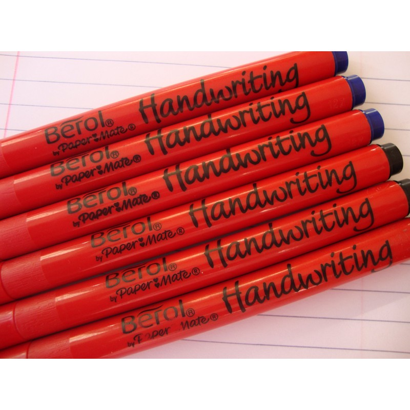 Berol Handwriting Pens 6 Pack MIXED (3 x Blue +