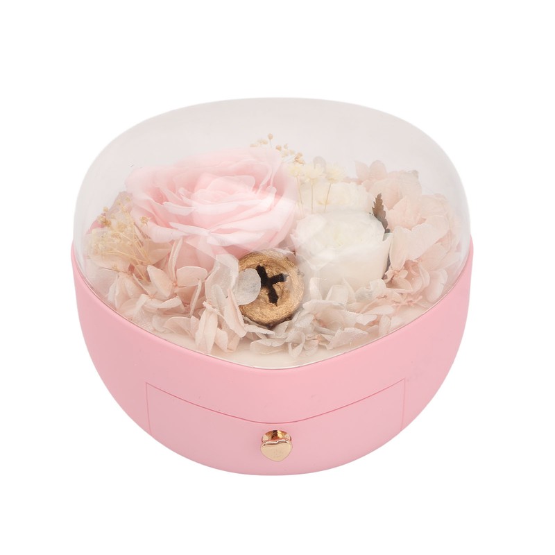 Heart Shaped Jewelry Box Wedding Preserved Flower Necklace Ring Storage