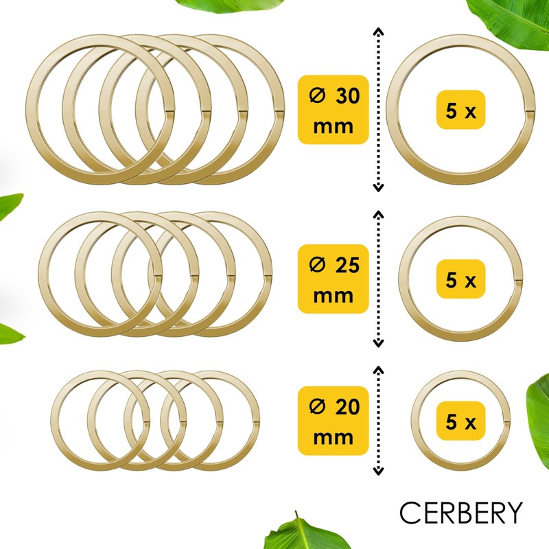 Cerbery - Hardened Steel Key Ring Set - 5 x