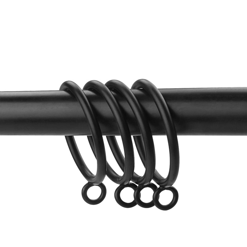ASelected 50 Pack 38mm Curtain Hanging Rings Metal Black Curtain