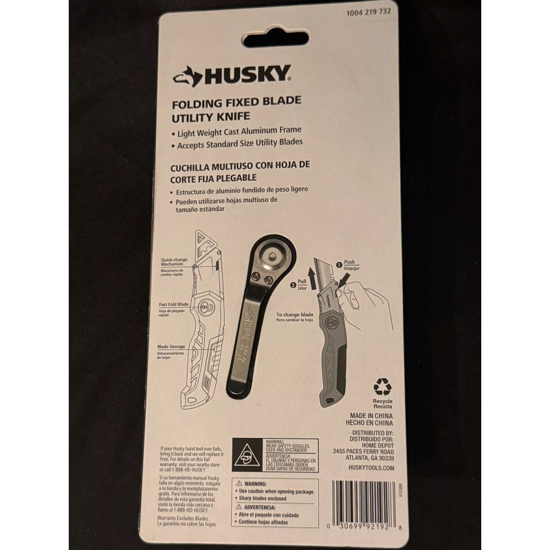 Husky - Fixed Blade Utility Knife - Comfort Grip Handle