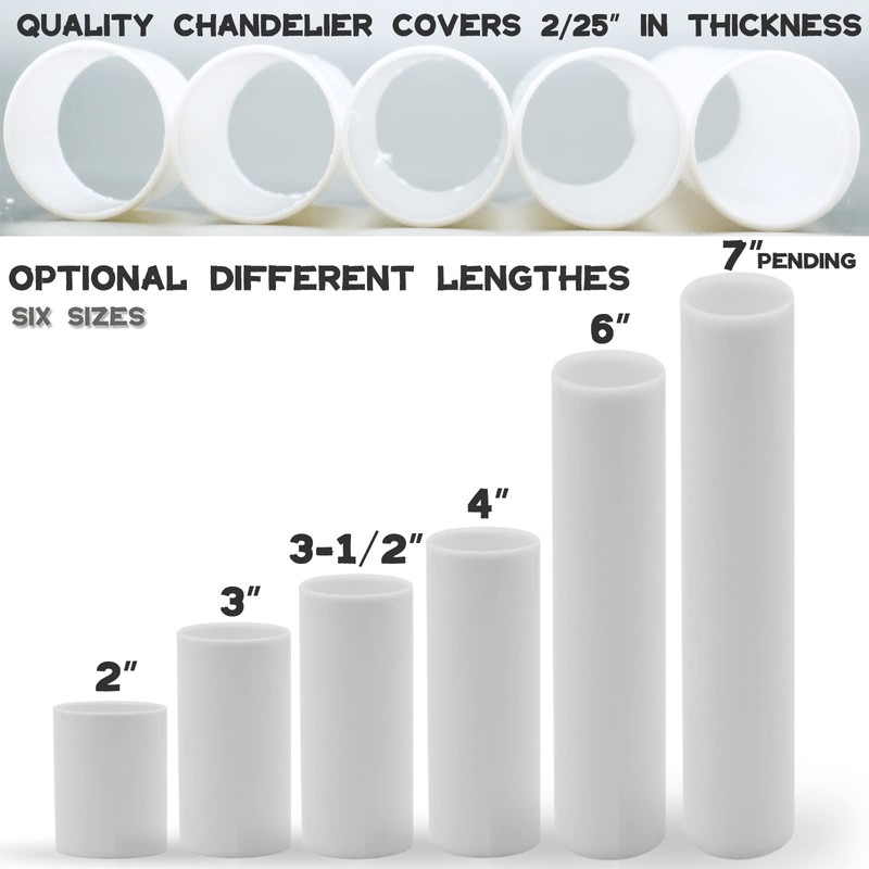 2 3 4 6 Inch White Plastic Candle Cover Sleeves,Chandelier