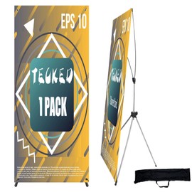 TECKED X Banner Stand Adjustable Fit Banner 24 x 63 to 32 x 78 Inch, Portable Travel Bag, Bigger, More Adaptable Advertising, Stores, Tradeshow, Restaurant, Event, Birthday & Party (1 PACK)