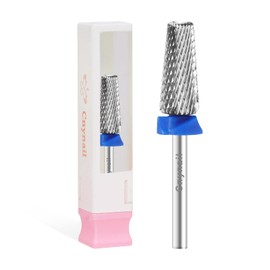 Cnynail 5 in 1 Cross Cut Nail Drill Bit, Tungsten Carbide Multi-Function Bit for Acrylic Nails, Hard Gels, Cuticles Removal, 3/32" Shank, Two-Way Rotation for Left & Right-Handed Use (M Grit, Silver)