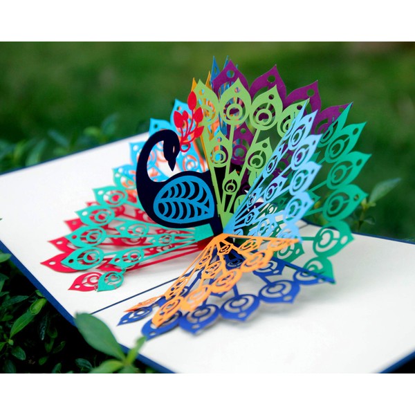 CUTPOPUP Mother's Day Card Pop Up, Birthday 3D Greeting Card (Peacock)