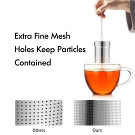 House Again Tea Infuser (2 Pack, Large + Small), Extra Fine Mesh Tea Strainers for Loose Tea, 18/8 Stainless Steel Tea Strainer with Extended Chain Hook, Tea Steeper