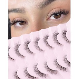 Pestañas Postizas De Ojo De Gato, Tenues, Naturales, Semi-Tenues, Cortas, De 13 Mm, Suaves, Paquete De 7 Pares.                                       
