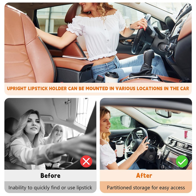 Likesing Car Chapstick Holder, Acrylic Black Car Chap Upright Lip