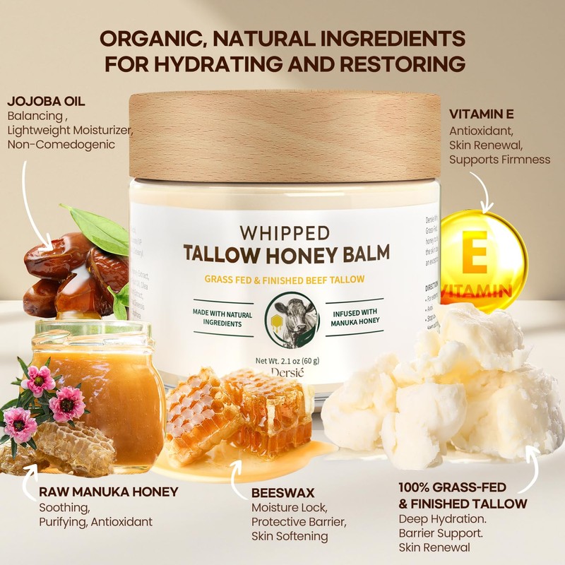Beef Tallow Face Cream: Beef Tallow Skincare - 100% Grass-Fed