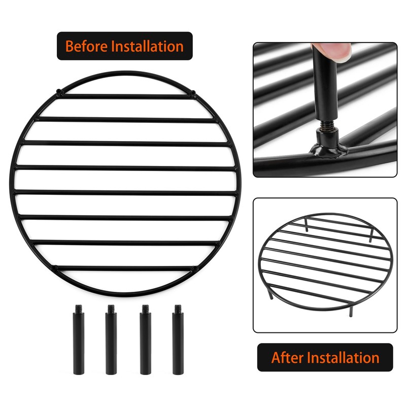 onlyfire Heavy Duty Round Fire Pit Grate 22 Inch -