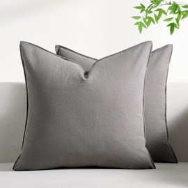 Decorative Cushion Covers Pack of 2 Modern Cotton Farmhouse Throw Pillow Covers Boho Soft Pillowcase Cushions for Home Spring Decor Sofa Couch with Invisible Zipper 18x18 Inch Gray 45x45 cm