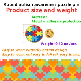 25/50/100pcs Round metal Autism awareness pin Autism pin lapel pins Multicolor autism puzzle brooch pin Autism awareness badge for clothes backpacks hats bulk (25)