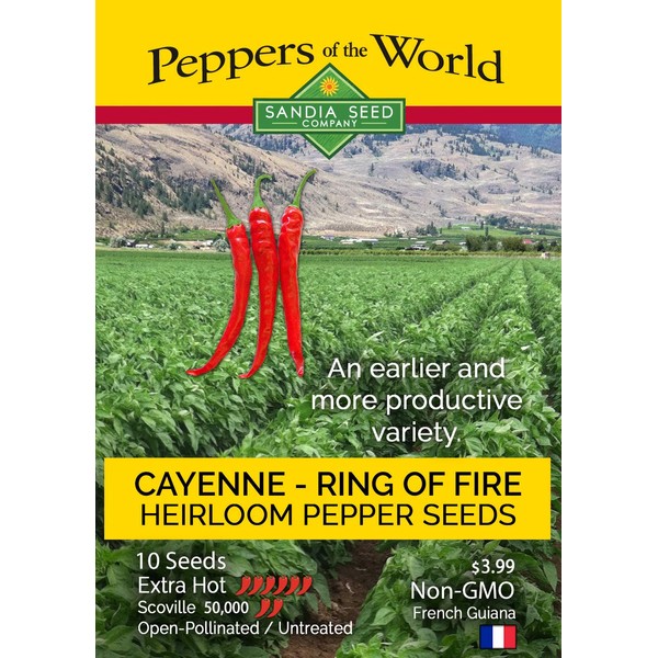 Cayenne Ring of Fire Chile Seeds - Heirloom, Non-GMO -