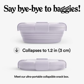 STOJO Jr Collapsible Box for Kids - Lilac Purple, 24oz - Leak-Proof Reusable Silicone Travel Bowl for Hot & Cold Food - For Home, On-The-Go Camping & Hiking - Microwave & Dishwasher Safe