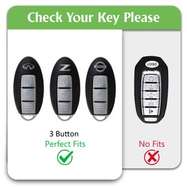 WORCAS Premium Soft TPU Key Case Cover Compatible with Nissan Altima Sentra Rogue Armada Pathfinder Versa Keyless Smart Key-3uttons (Gold-Green)