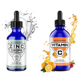 FIREWATERSTAR HEALTH SUPPLEMENTS Liquid Zinc and Liquid Vitamin C Drops Bundle