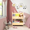 Kids White Gray Wooden Bookshelf With Universal Wheels For ChildrenColor: