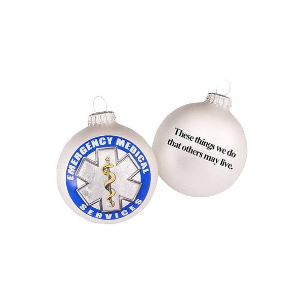 CHRISTMAS BY KREBS First Responder Logo/Slogan 3-1/4", Silver Pearl, EMS