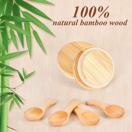 Mumufy 12 Pcs Yogurt Jar Lids with Small Spoons Bamboo Jar Lids with Silicone Sealing Rings Cookie Glass Storage Lids Wooden Lids with Honey Spoons