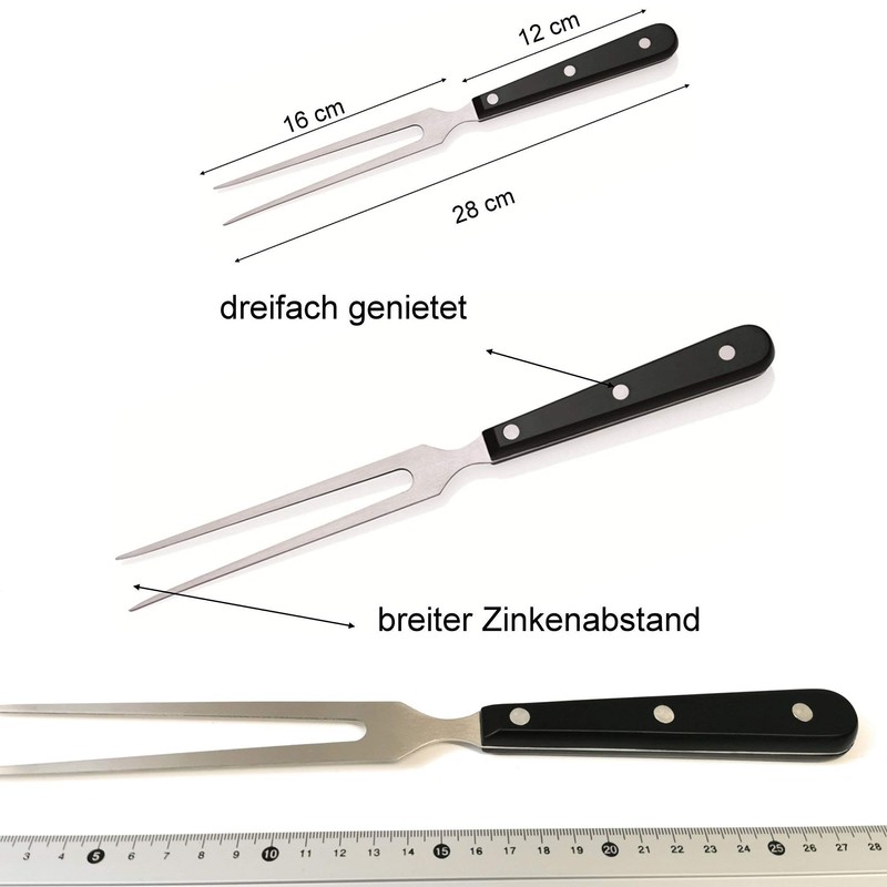 Kerafactum Meat Fork, Stainless Steel Carving Fork, Flat with Tines,