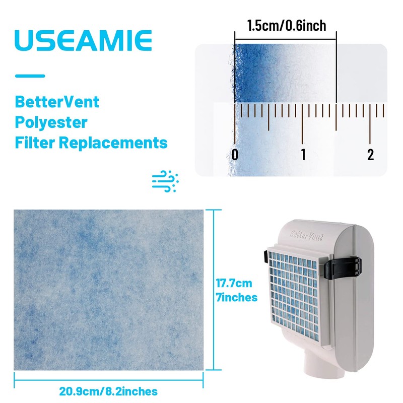 6 Pack Compatible Replacement Filters for Bettervent Indoor Dryer Vent
