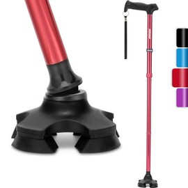 REHAND Walking Cane   & Women - Foldable, Adjustable, Lightweight,  Standing Pivot Walking Cane, Soft Handle Grip, with Travel Bag, Walking   Seniors & Adults telescopic  , fashion walking cane, christmas 2024 ornament - Color: black