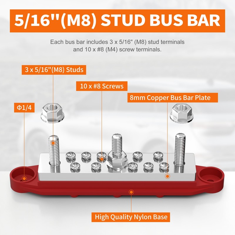 Joinfworld Power Distribution Block 400A Bus Bar 12V 48V with